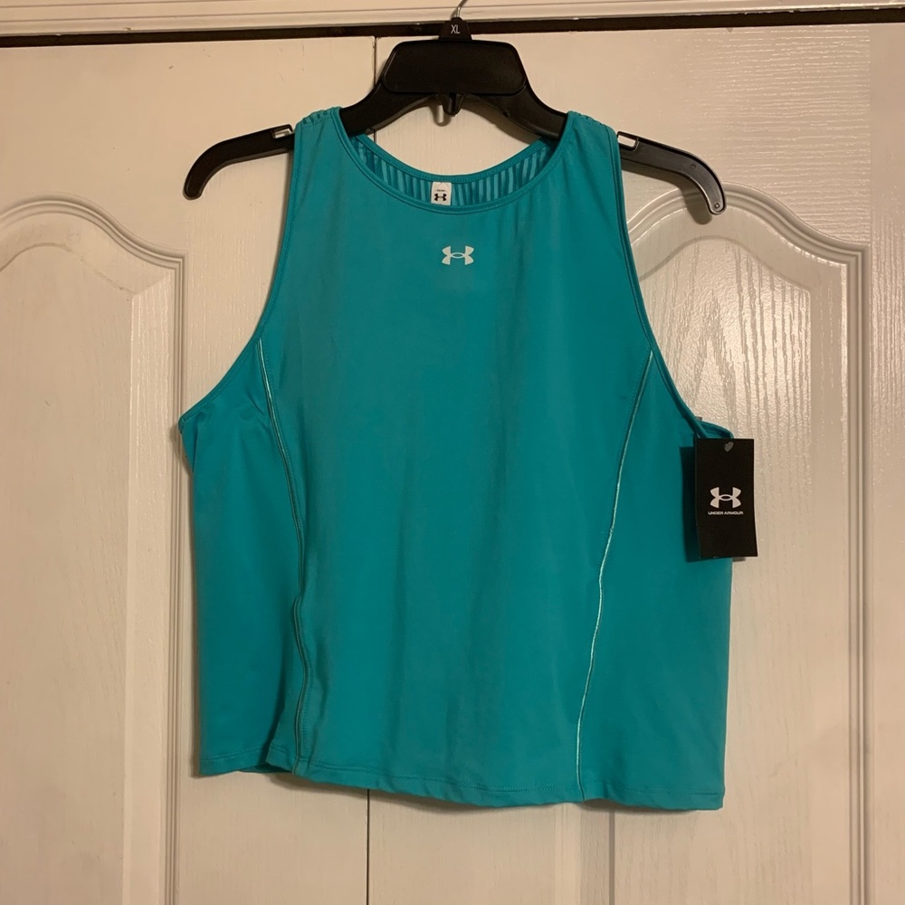 Women’s Under Amour Fitted Heat Gear Top Color Aqua EX LARGE brand new with tag